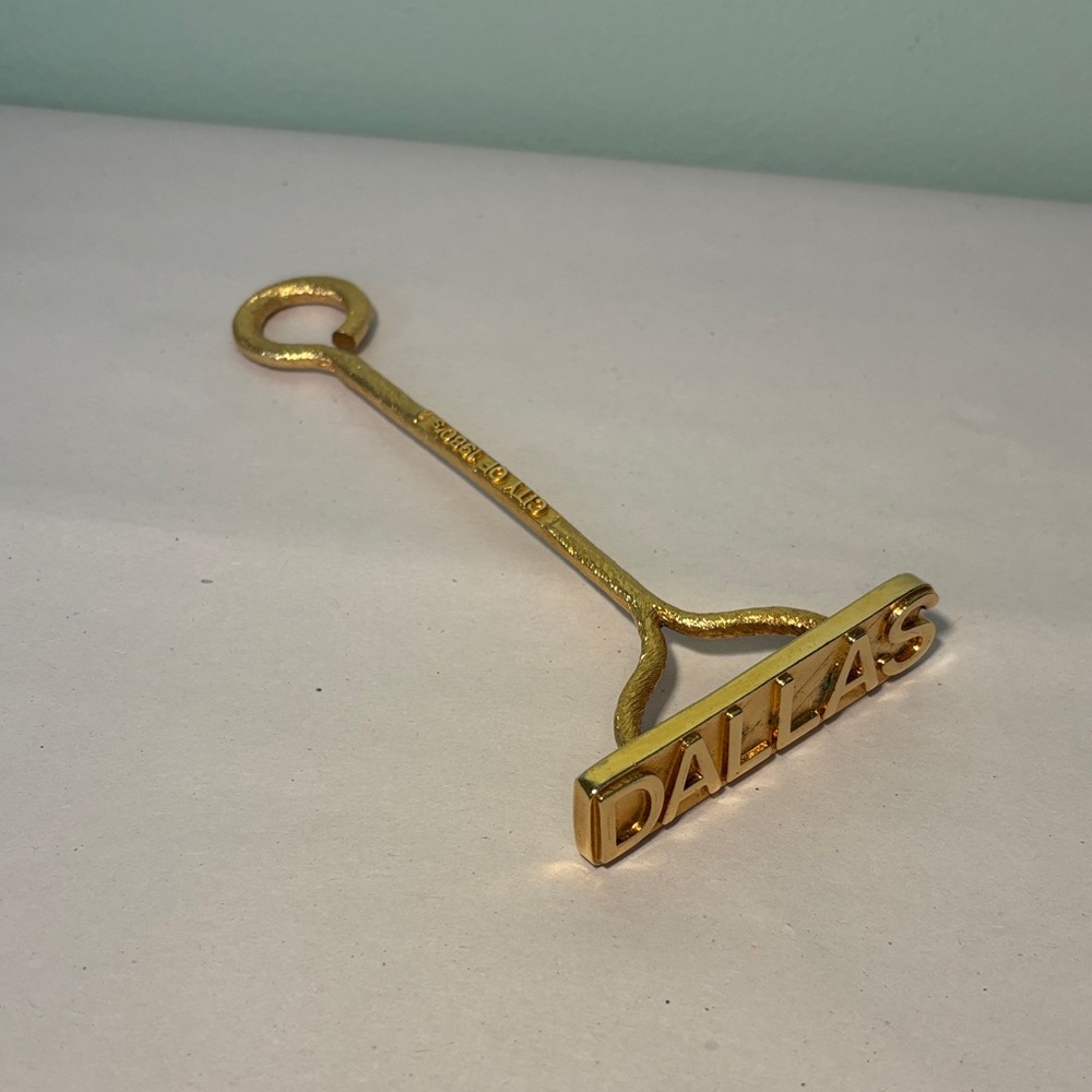 Gold Tone “Dallas” “City of 1980’s”  Promotional Branding Iron Paperweight